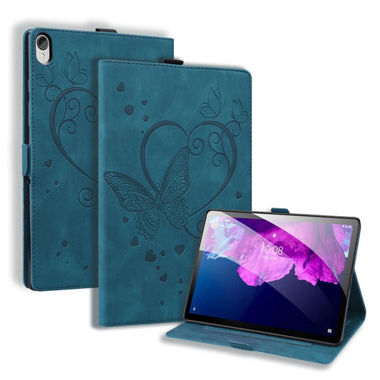 For Lenovo Tab P11 TB-J606F Love Butterfly Pattern Horizontal Flip Leather Case with Holder(Blue) - Lenovo by buy2fix | Online Shopping UK | buy2fix