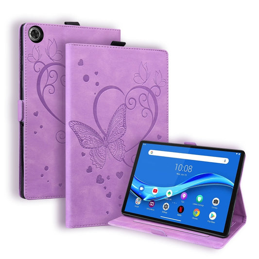 For Lenovo Tab M10 Plus TB-X606F TB-X606X Love Butterfly Pattern Horizontal Flip Leather Case with Holder(Purple) - Lenovo by buy2fix | Online Shopping UK | buy2fix