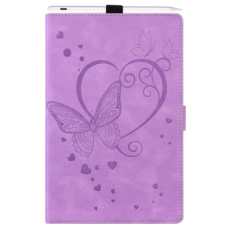 For Lenovo Tab M10 Plus TB-X606F TB-X606X Love Butterfly Pattern Horizontal Flip Leather Case with Holder(Purple) - Lenovo by buy2fix | Online Shopping UK | buy2fix