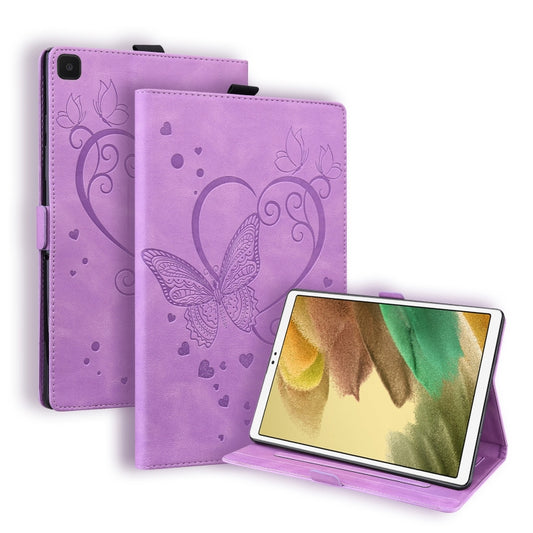 For Samsung Galaxy Tab A7 Lite T220 T225 Love Butterfly Pattern Horizontal Flip Leather Case with Holder(Purple) - Tab A7 Lite T220 / T225 by buy2fix | Online Shopping UK | buy2fix