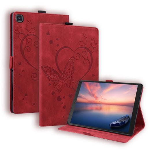 For Samsung Galaxy Tab A 8.0 (2019) SM-T290 SM-T295 Love Butterfly Pattern Horizontal Flip Leather Case with Holder(Red) - Other Galaxy Tab PC by buy2fix | Online Shopping UK | buy2fix