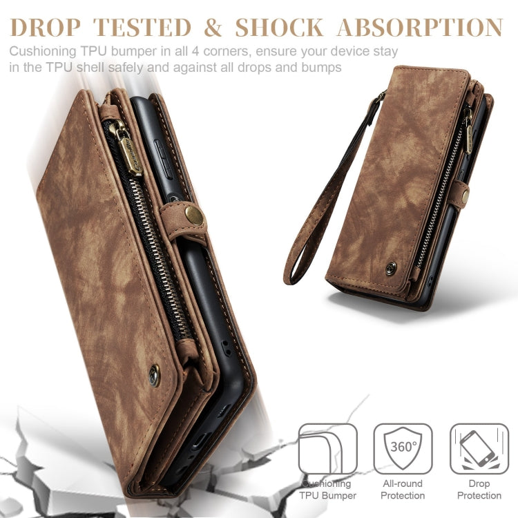 For Samsung Galaxy A12 CaseMe Detachable Multifunctional Horizontal Flip Leather Case, with Card Slot & Holder & Zipper Wallet & Photo Frame(Brown) by CaseMe