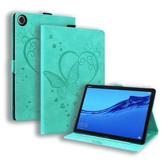 For Huawei MediaPad C5 / M5 10.1 Love Butterfly Pattern Horizontal Flip Leather Case with Holder(Green) - Huawei by buy2fix | Online Shopping UK | buy2fix