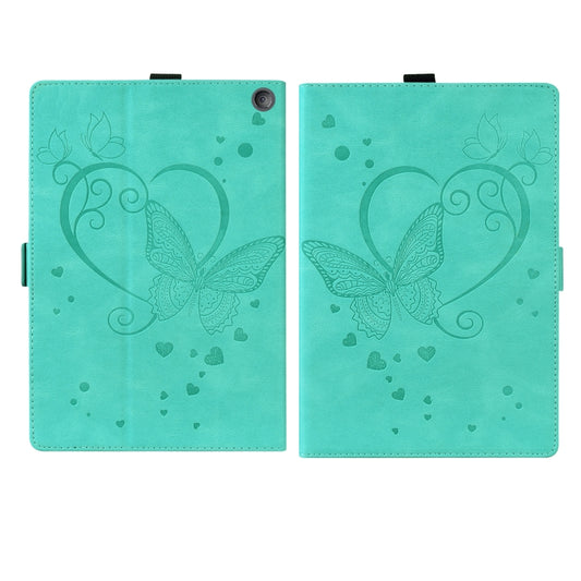 For Amazon Fire HD 10 Plus (2021) / HD 10 (2021) Love Butterfly Pattern Horizontal Flip Leather Case with Holder & Sleep / Wake-up Function(Green) - Amazon by buy2fix | Online Shopping UK | buy2fix