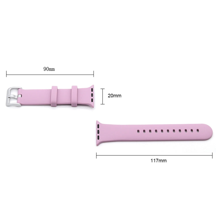 Silver Buckle Silicone Watch Band For Apple Watch Series 9&8&7 41mm / SE 3&SE 2&6&SE&5&4 40mm / 3&2&1 38mm(White) by buy2fix