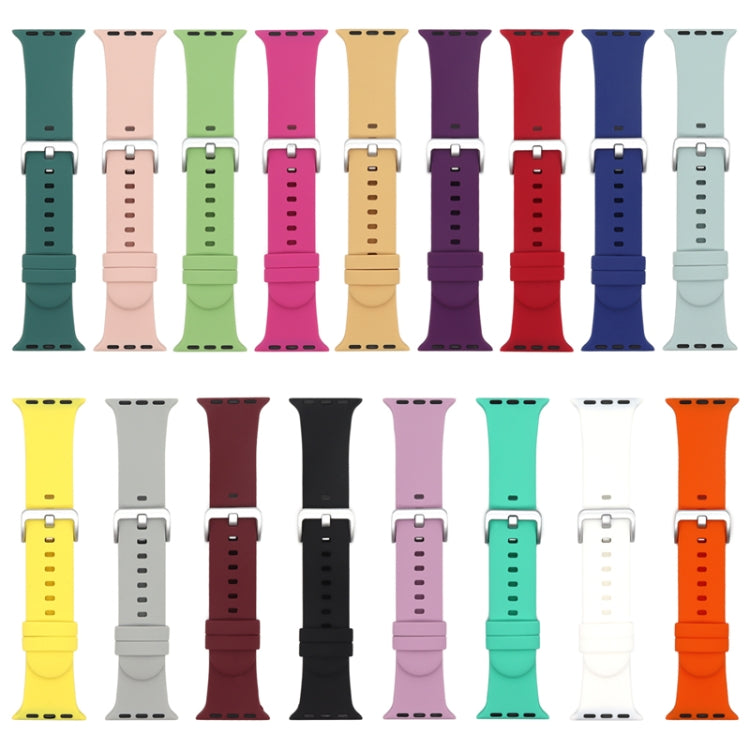 Silver Buckle Silicone Watch Band For Apple Watch Series 9&8&7 41mm / SE 3&SE 2&6&SE&5&4 40mm / 3&2&1 38mm(Mint Green) by buy2fix