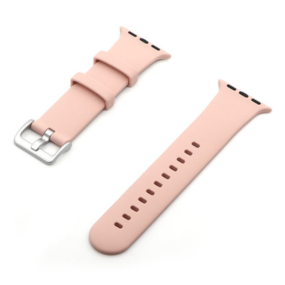 Silver Buckle Silicone Watch Band For Apple Watch Series 9&8&7 41mm / SE 3&SE 2&6&SE&5&4 40mm / 3&2&1 38mm(Pink Sand) by buy2fix