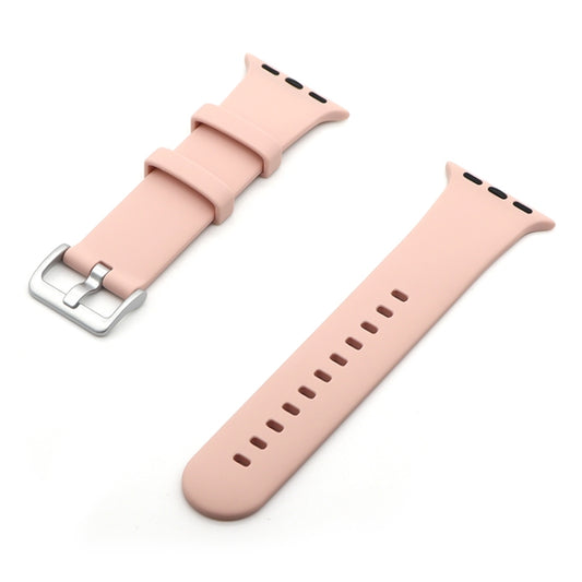Silver Buckle Silicone Watch Band For Apple Watch Series 9&8&7 41mm / SE 3&SE 2&6&SE&5&4 40mm / 3&2&1 38mm(Pink Sand) by buy2fix