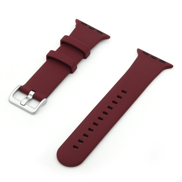 Silver Buckle Silicone Watch Band For Apple Watch Series 9&8&7 41mm / SE 3&SE 2&6&SE&5&4 40mm / 3&2&1 38mm(Bronze Purple) by buy2fix