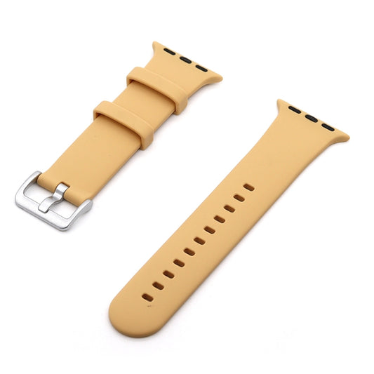 Silver Buckle Silicone Watch Band For Apple Watch Series 9&8&7 41mm / SE 3&SE 2&6&SE&5&4 40mm / 3&2&1 38mm(Walnut) by buy2fix