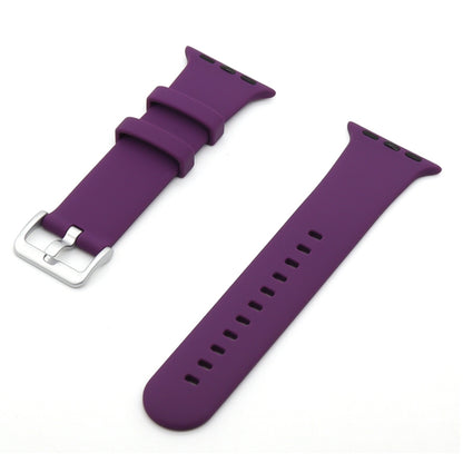 Silver Buckle Silicone Watch Band For Apple Watch Series 9&8&7 41mm / SE 3&SE 2&6&SE&5&4 40mm / 3&2&1 38mm(Purple) by buy2fix