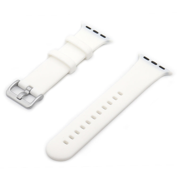 Silver Buckle Silicone Watch Band For Apple Watch Ultra 49mm&Watch Ultra 2 49mm / Series 9&8&7 45mm / SE 3&SE 2&6&SE&5&4 44mm / 3&2&1 42mm(White) by buy2fix