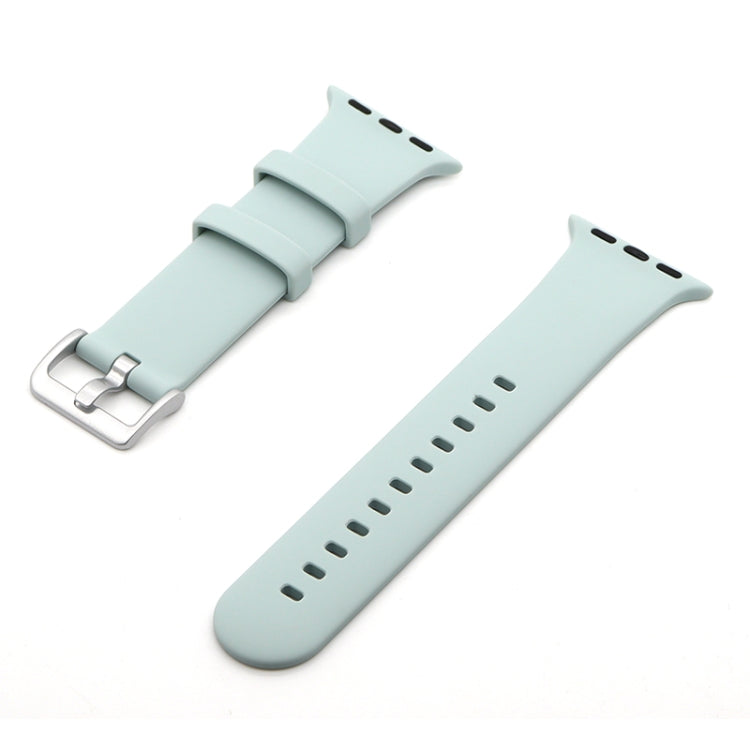 Silver Buckle Silicone Watch Band For Apple Watch Ultra 49mm&Watch Ultra 2 49mm / Series 9&8&7 45mm / SE 3&SE 2&6&SE&5&4 44mm / 3&2&1 42mm(Gemstone Green) by buy2fix