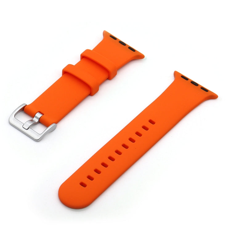 Silver Buckle Silicone Watch Band For Apple Watch Ultra 49mm&Watch Ultra 2 49mm / Series 9&8&7 45mm / SE 3&SE 2&6&SE&5&4 44mm / 3&2&1 42mm(Orange) by buy2fix