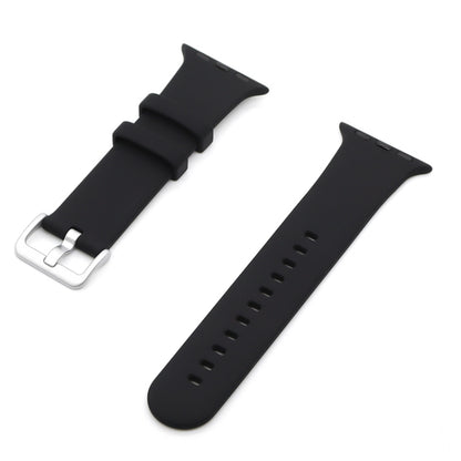 Silver Buckle Silicone Watch Band For Apple Watch Ultra 49mm&Watch Ultra 2 49mm / Series 9&8&7 45mm / SE 3&SE 2&6&SE&5&4 44mm / 3&2&1 42mm(Black) by buy2fix