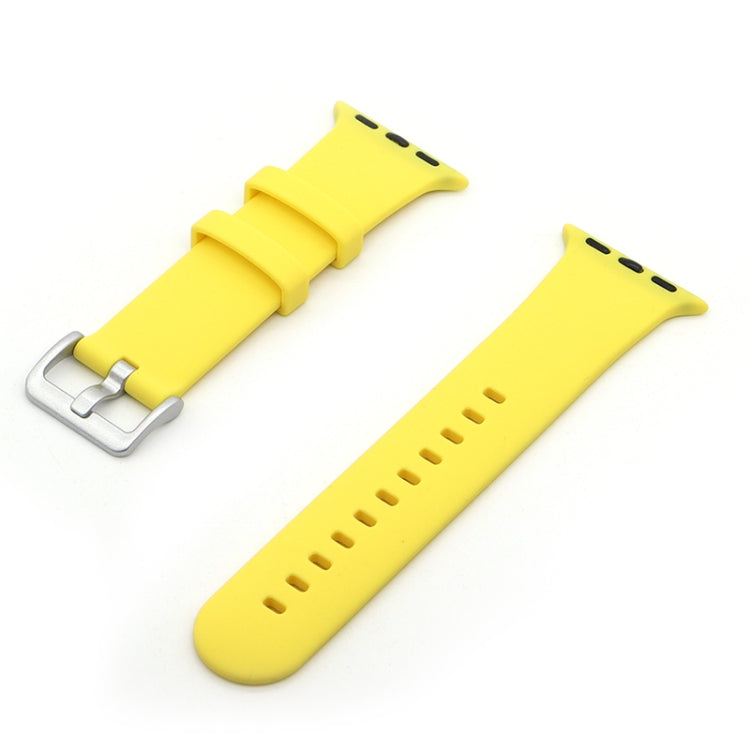 Silver Buckle Silicone Watch Band For Apple Watch Ultra 49mm&Watch Ultra 2 49mm / Series 9&8&7 45mm / SE 3&SE 2&6&SE&5&4 44mm / 3&2&1 42mm(Yellow) by buy2fix