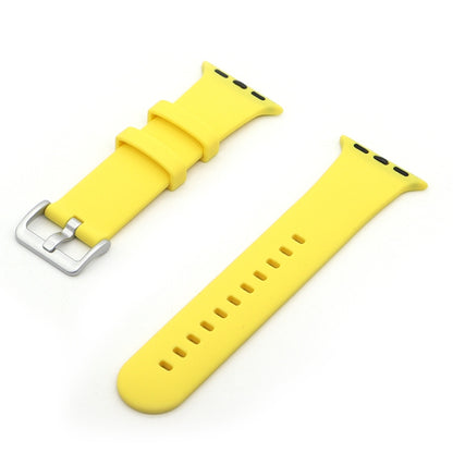 Silver Buckle Silicone Watch Band For Apple Watch Ultra 49mm&Watch Ultra 2 49mm / Series 9&8&7 45mm / SE 3&SE 2&6&SE&5&4 44mm / 3&2&1 42mm(Yellow) by buy2fix