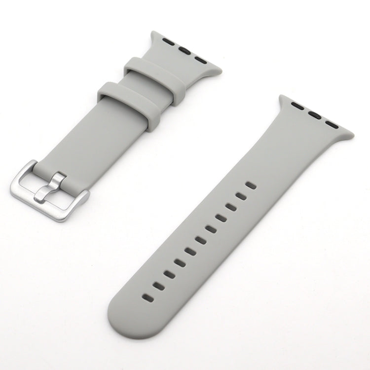 Silver Buckle Silicone Watch Band For Apple Watch Ultra 49mm&Watch Ultra 2 49mm / Series 9&8&7 45mm / SE 3&SE 2&6&SE&5&4 44mm / 3&2&1 42mm(Grey) by buy2fix