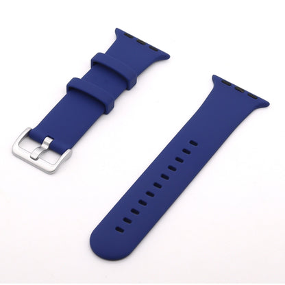 Silver Buckle Silicone Watch Band For Apple Watch Ultra 49mm&Watch Ultra 2 49mm / Series 9&8&7 45mm / SE 3&SE 2&6&SE&5&4 44mm / 3&2&1 42mm(Dark Blue) by buy2fix
