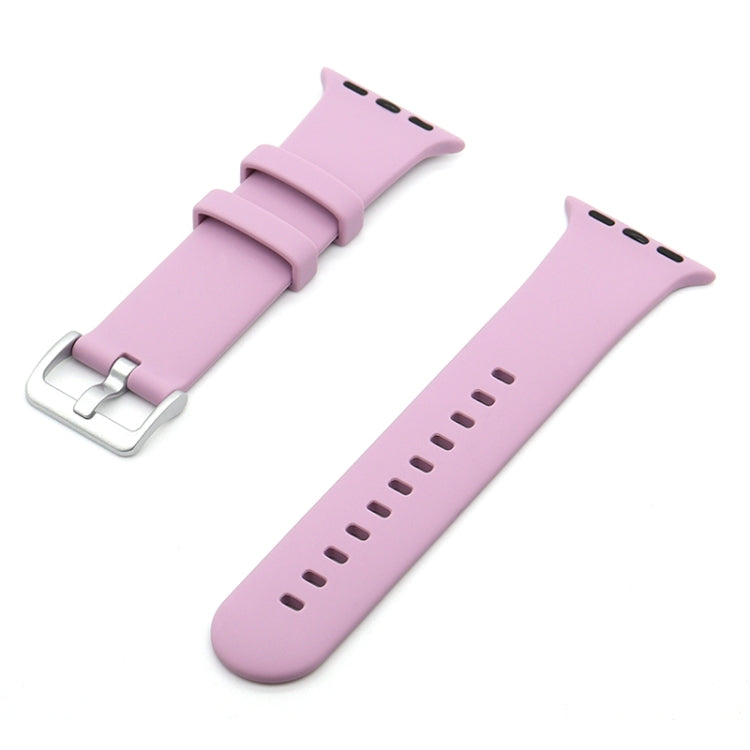Silver Buckle Silicone Watch Band For Apple Watch Ultra 49mm&Watch Ultra 2 49mm / Series 9&8&7 45mm / SE 3&SE 2&6&SE&5&4 44mm / 3&2&1 42mm(Lavender Purple) by buy2fix
