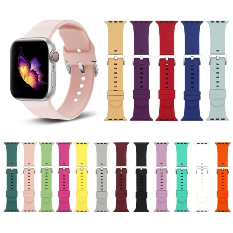 Silver Buckle Silicone Watch Band For Apple Watch Ultra 49mm&Watch Ultra 2 49mm / Series 9&8&7 45mm / SE 3&SE 2&6&SE&5&4 44mm / 3&2&1 42mm(Gemstone Green) by buy2fix