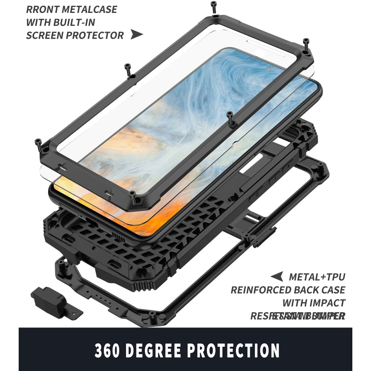For Samsung Galaxy S21 FE R-JUST Shockproof Waterproof Dust-proof Metal + Silicone Protective Case with Holder(Black) - Galaxy Phone Cases by R-JUST | Online Shopping UK | buy2fix