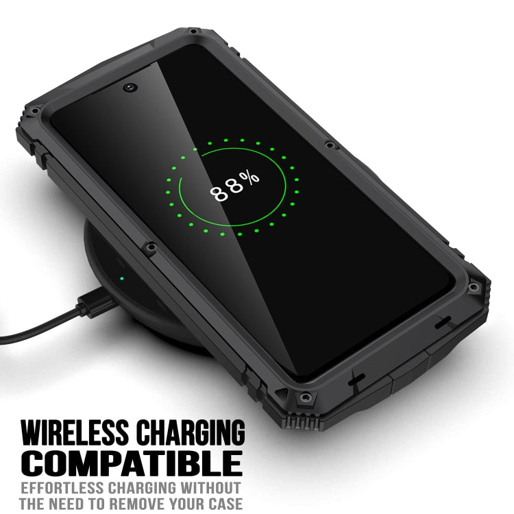 For Samsung Galaxy S21 FE R-JUST Shockproof Waterproof Dust-proof Metal + Silicone Protective Case with Holder(Black) - Galaxy Phone Cases by R-JUST | Online Shopping UK | buy2fix