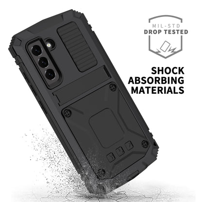 For Samsung Galaxy S21 FE R-JUST Shockproof Waterproof Dust-proof Metal + Silicone Protective Case with Holder(Black) - Galaxy Phone Cases by R-JUST | Online Shopping UK | buy2fix