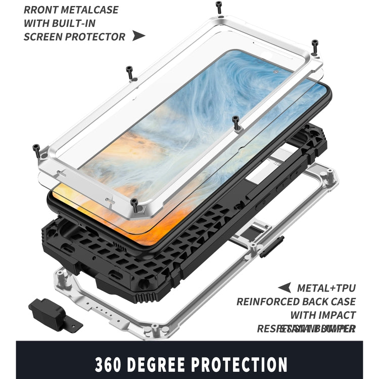 For Samsung Galaxy S21 FE R-JUST Shockproof Waterproof Dust-proof Metal + Silicone Protective Case with Holder(Silver) - Galaxy Phone Cases by R-JUST | Online Shopping UK | buy2fix