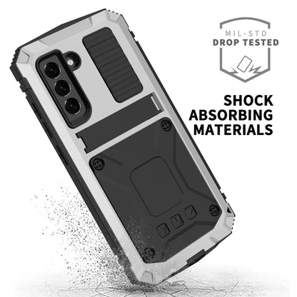 For Samsung Galaxy S21 FE R-JUST Shockproof Waterproof Dust-proof Metal + Silicone Protective Case with Holder(Silver) - Galaxy Phone Cases by R-JUST | Online Shopping UK | buy2fix