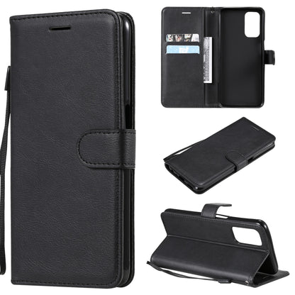 For OPPO A93 5G / A54 5G / A74 5G Solid Color Horizontal Flip Protective Leather Case with Holder & Card Slots & Wallet & Photo Frame & Lanyard(Black) by buy2fix
