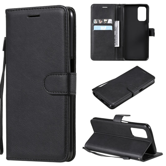 For OPPO A93 5G / A54 5G / A74 5G Solid Color Horizontal Flip Protective Leather Case with Holder & Card Slots & Wallet & Photo Frame & Lanyard(Black) by buy2fix
