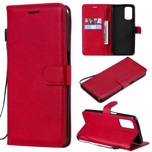 For OPPO A93 5G / A54 5G / A74 5G Solid Color Horizontal Flip Protective Leather Case with Holder & Card Slots & Wallet & Photo Frame & Lanyard(Red) by buy2fix