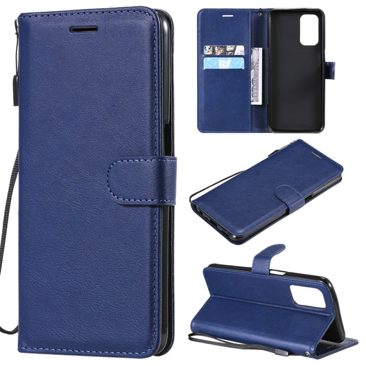 For OPPO A93 5G / A54 5G / A74 5G Solid Color Horizontal Flip Protective Leather Case with Holder & Card Slots & Wallet & Photo Frame & Lanyard(Blue) - OPPO Cases by buy2fix | Online Shopping UK | buy2fix