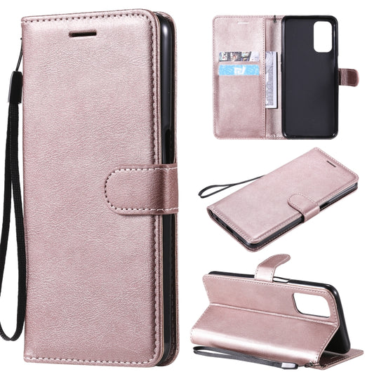 For OPPO A93 5G / A54 5G / A74 5G Solid Color Horizontal Flip Protective Leather Case with Holder & Card Slots & Wallet & Photo Frame & Lanyard(Rose Gold) by buy2fix