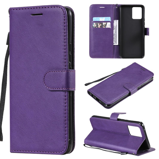 For OPPO Realme 8 Pro 4G Solid Color Horizontal Flip Protective Leather Case with Holder & Card Slots & Wallet & Photo Frame & Lanyard(Purple) - Realme Cases by buy2fix | Online Shopping UK | buy2fix
