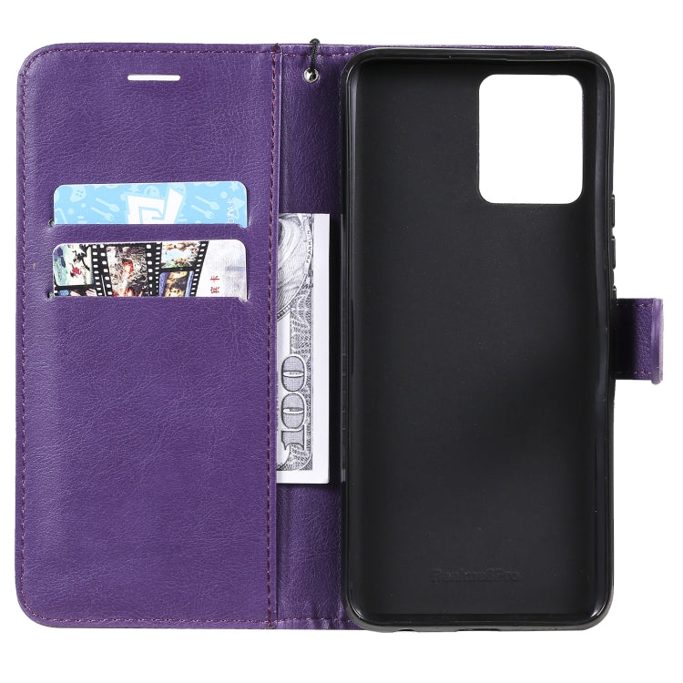 For OPPO Realme 8 Pro 4G Solid Color Horizontal Flip Protective Leather Case with Holder & Card Slots & Wallet & Photo Frame & Lanyard(Purple) - Realme Cases by buy2fix | Online Shopping UK | buy2fix