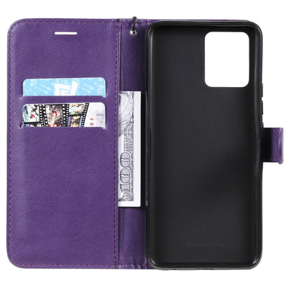 For OPPO Realme 8 Pro 4G Solid Color Horizontal Flip Protective Leather Case with Holder & Card Slots & Wallet & Photo Frame & Lanyard(Purple) - Realme Cases by buy2fix | Online Shopping UK | buy2fix