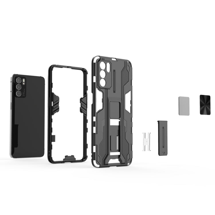 For OPPO Reno6 5G Supersonic PC + TPU Shock-proof Protective Case with Holder(Black) by buy2fix