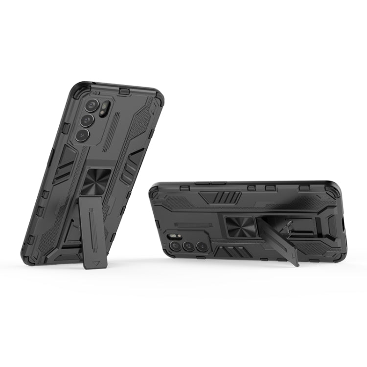 For OPPO Reno6 5G Supersonic PC + TPU Shock-proof Protective Case with Holder(Black) by buy2fix