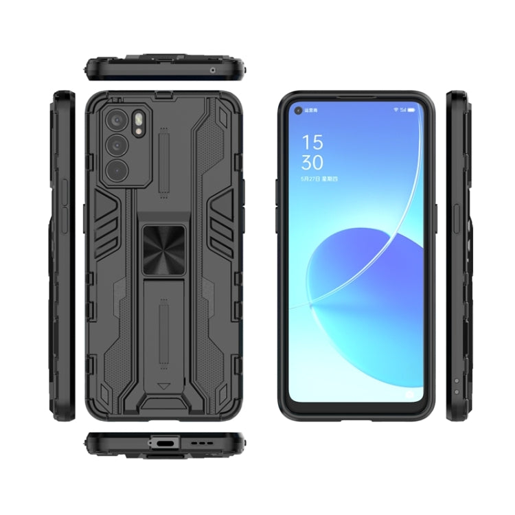 For OPPO Reno6 5G Supersonic PC + TPU Shock-proof Protective Case with Holder(Black) by buy2fix