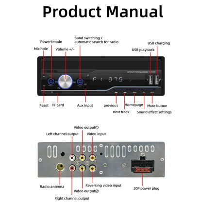 T100C 7 inch Manually Retractable Screen Car MP5 Player Radio, Support Mirror Link & FM & TF Card & USB & Bluetooth Hand-free Calling & Reversing Trajectory System & CayPlay Connection - Car MP3 & MP4 & MP5 by buy2fix | Online Shopping UK | buy2fix