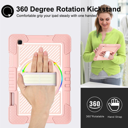 For Samsung Galaxy Tab S6 Lite P610/P615 360 Degree Rotation Contrast Color Shockproof Silicone + PC Case with Holder & Hand Grip Strap & Shoulder Strap(Rose Gold) - Tab S6 Lite P610 / P615 by buy2fix | Online Shopping UK | buy2fix