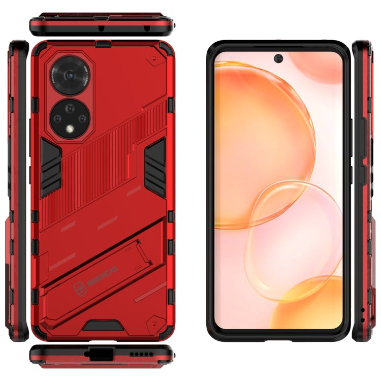For Honor 50 Punk Armor 2 in 1 PC + TPU Shockproof Case with Invisible Holder(Red) - Honor Cases by buy2fix | Online Shopping UK | buy2fix