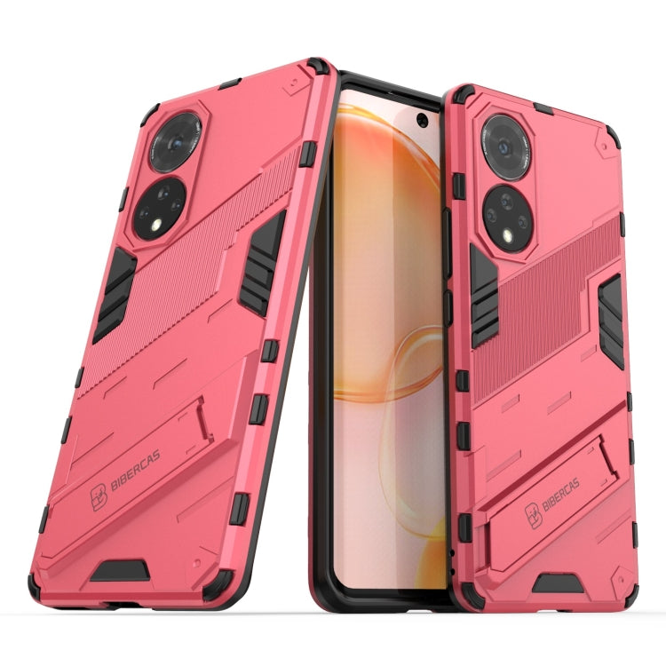 For Honor 50 Punk Armor 2 in 1 PC + TPU Shockproof Case with Invisible Holder(Light Red) - Honor Cases by buy2fix | Online Shopping UK | buy2fix