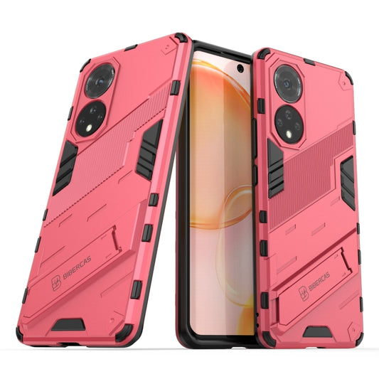 For Honor 50 Punk Armor 2 in 1 PC + TPU Shockproof Case with Invisible Holder(Light Red) - Honor Cases by buy2fix | Online Shopping UK | buy2fix