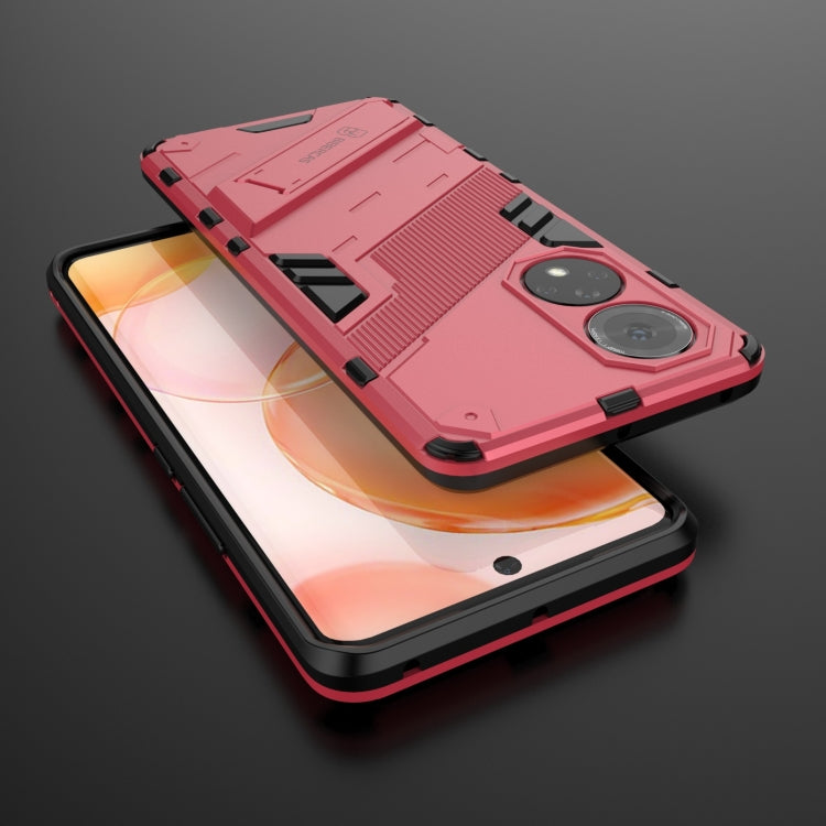 For Honor 50 Punk Armor 2 in 1 PC + TPU Shockproof Case with Invisible Holder(Light Red) - Honor Cases by buy2fix | Online Shopping UK | buy2fix