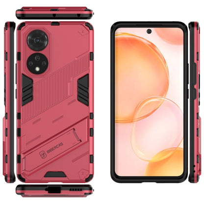 For Honor 50 Punk Armor 2 in 1 PC + TPU Shockproof Case with Invisible Holder(Light Red) - Honor Cases by buy2fix | Online Shopping UK | buy2fix