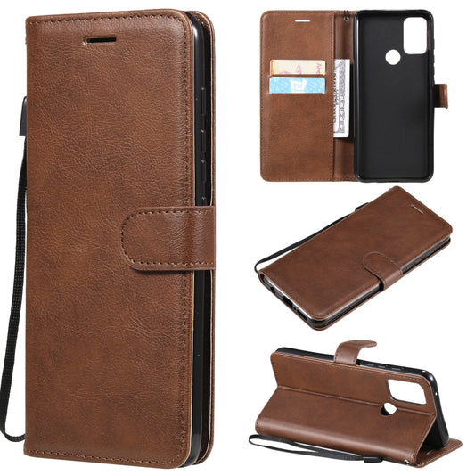 For Motorola Moto G50 Solid Color Horizontal Flip Protective Leather Case with Holder & Card Slots & Wallet & Photo Frame & Lanyard(Brown) - Motorola Cases by buy2fix | Online Shopping UK | buy2fix