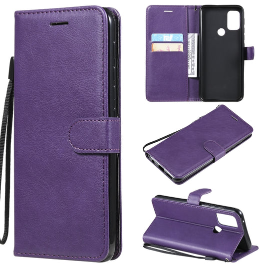 For Motorola Moto G50 Solid Color Horizontal Flip Protective Leather Case with Holder & Card Slots & Wallet & Photo Frame & Lanyard(Purple) - Motorola Cases by buy2fix | Online Shopping UK | buy2fix